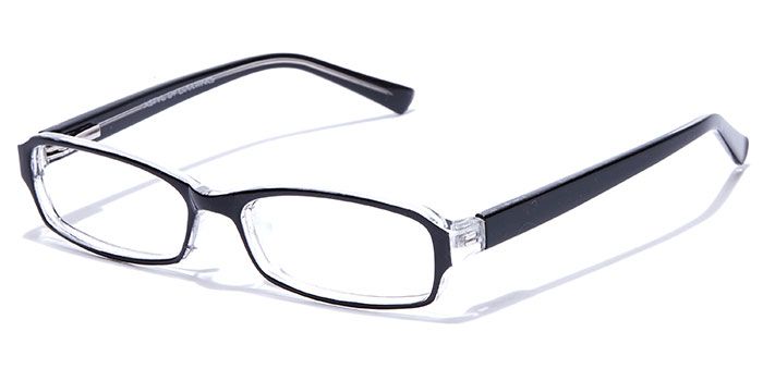  Glossy Black Full Frame Rectangle Eyeglasses for Men and Women