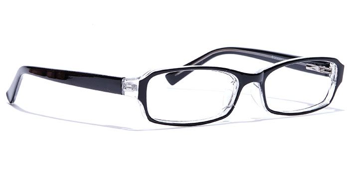  Glossy Black Full Frame Rectangle Eyeglasses for Men and Women