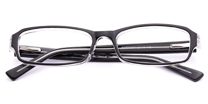  Glossy Black Full Frame Rectangle Eyeglasses for Men and Women