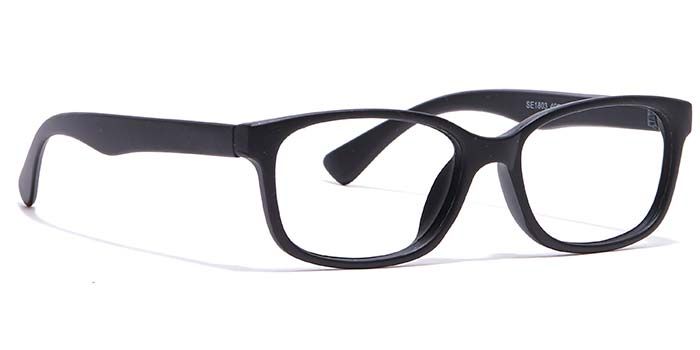  Matte Black Full Frame Rectangle Eyeglasses for Kids