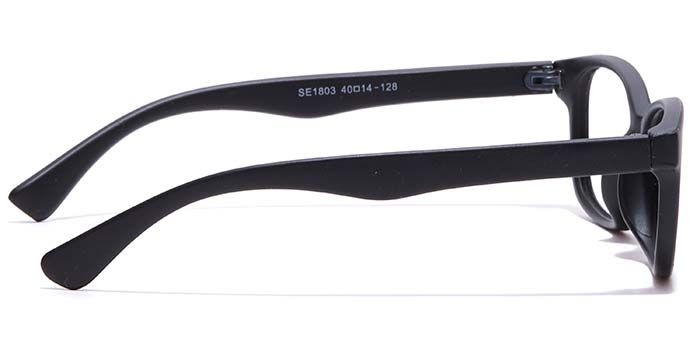  Matte Black Full Frame Rectangle Eyeglasses for Kids