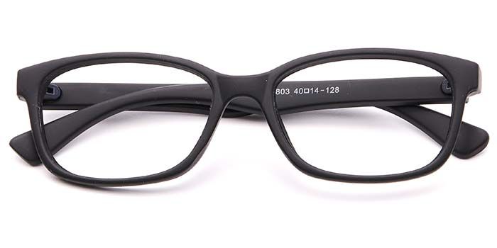  Matte Black Full Frame Rectangle Eyeglasses for Kids