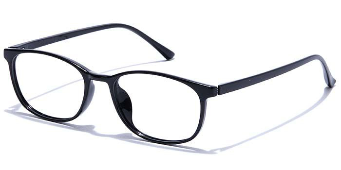  Glossy Black Full Frame Oval Eyeglasses for Women