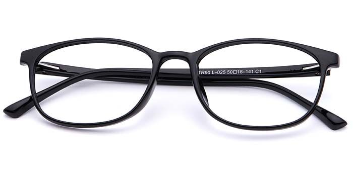  Glossy Black Full Frame Oval Eyeglasses for Women