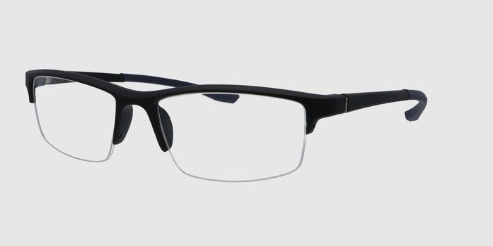  Black Half rim Rectangle Eyeglasses for Men