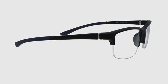  Black Half rim Rectangle Eyeglasses for Men