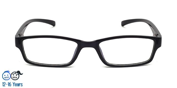  Black Full Frame Rectangle Computer Glasses for Kids