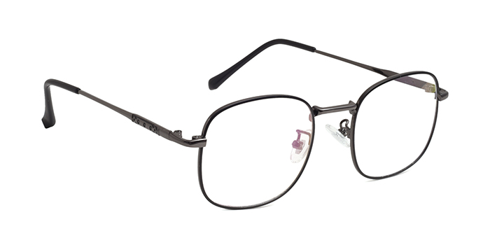  Gunmetal Full Frame Square Eyeglasses for Men and Women