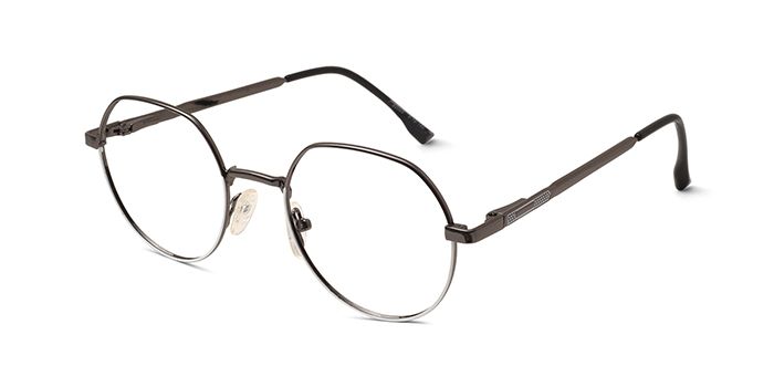  Gunmetal Full Frame Round Computer Glasses for Men and Women