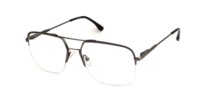  Gunmetal Half Frame Square Eyeglasses for Men and Women