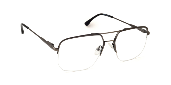  Gunmetal Half Frame Square Eyeglasses for Men and Women