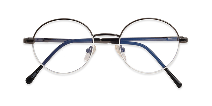  Gunmetal Full Frame Round Eyeglasses for Men and Women