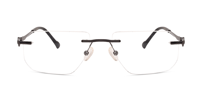  Gunmetal Rimless Rectangle Eyeglasses for Men and Women