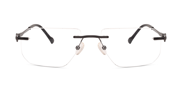  Gunmetal Rimless Rectangle Eyeglasses for Men and Women