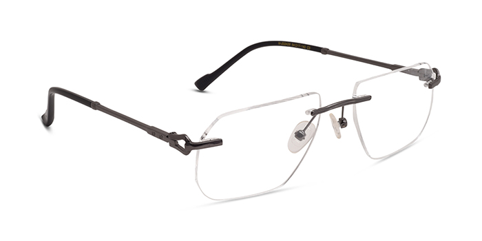  Gunmetal Rimless Rectangle Eyeglasses for Men and Women