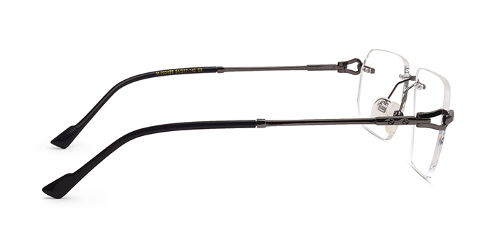  Gunmetal Rimless Rectangle Eyeglasses for Men and Women