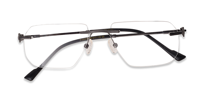  Gunmetal Rimless Rectangle Eyeglasses for Men and Women