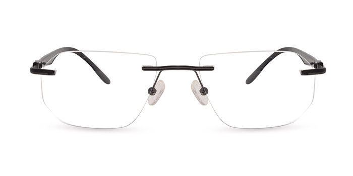  Gunmetal Rimless Rectangle Eyeglasses for Men and Women