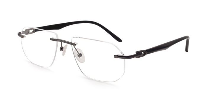  Gunmetal Rimless Rectangle Eyeglasses for Men and Women