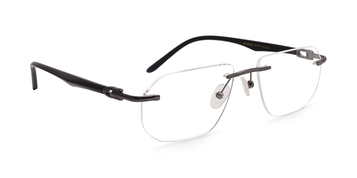  Gunmetal Rimless Rectangle Eyeglasses for Men and Women