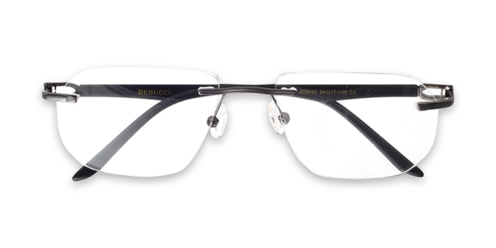  Gunmetal Rimless Rectangle Eyeglasses for Men and Women