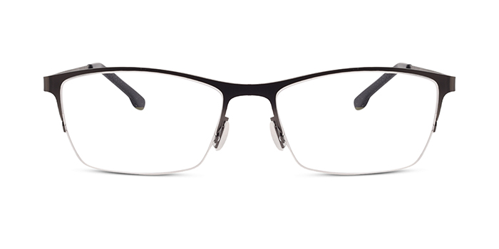  Gunmetal Half Frame Rectangle Eyeglasses for Men and Women