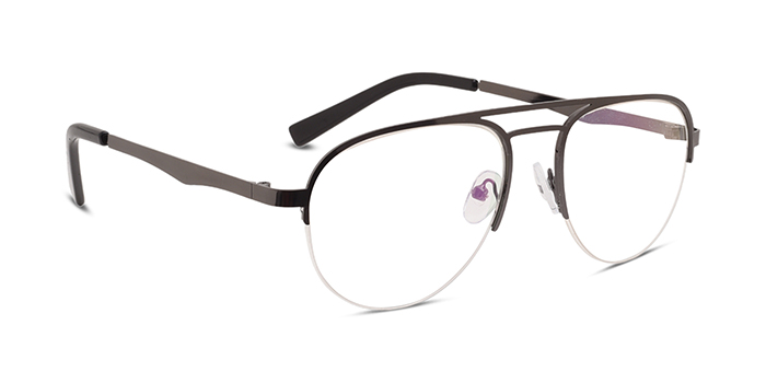  Gunmetal Half Frame Aviator Eyeglasses for Men and Women