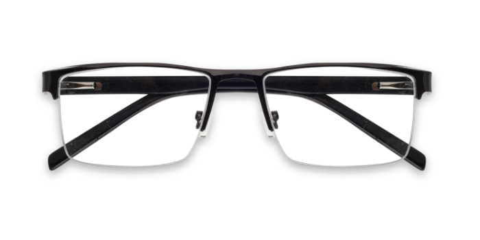  Gunmetal Half Frame Rectangle Eyeglasses for Men and Women