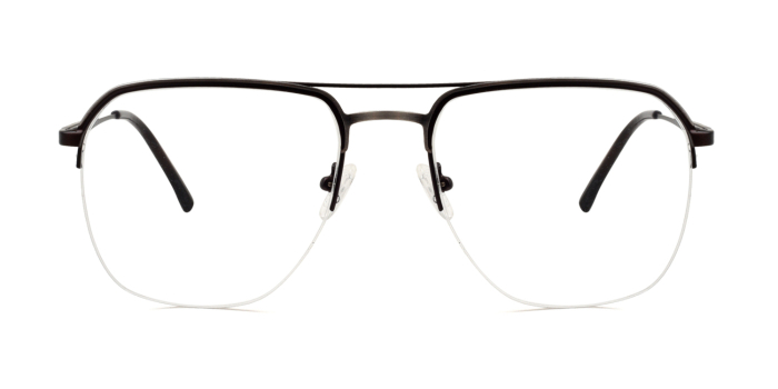  Gunmetal Half Frame Square Eyeglasses for Men and Women