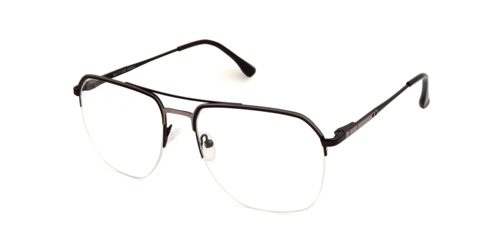  Gunmetal Half Frame Square Eyeglasses for Men and Women