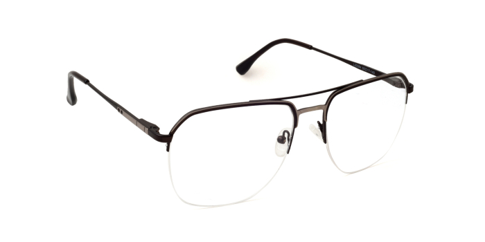  Gunmetal Half Frame Square Eyeglasses for Men and Women