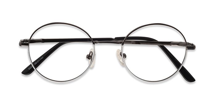  Gunmetal Full Frame Round Computer Glasses for Men and Women