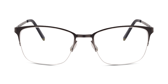  Gunmetal Half Frame Rectangle Eyeglasses for Men and Women