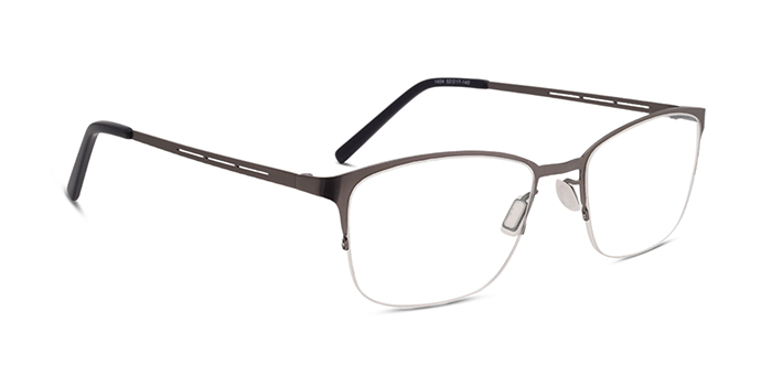  Gunmetal Half Frame Rectangle Eyeglasses for Men and Women