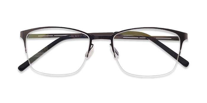  Gunmetal Half Frame Rectangle Eyeglasses for Men and Women