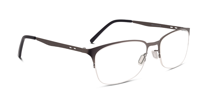  Gunmetal Half Frame Rectangle Eyeglasses for Men and Women
