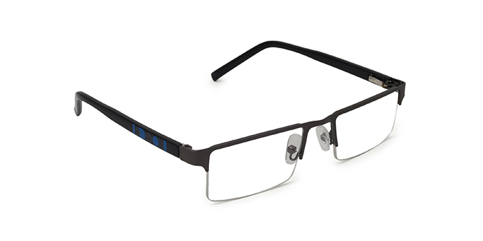  Gunmetal Half Frame Rectangle Computer Glasses for Men and Women