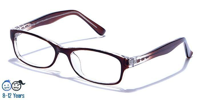  Glossy Brown Full Frame Rectangle Eyeglasses for Kids