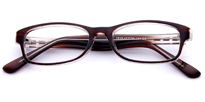  Glossy Brown Full Frame Rectangle Eyeglasses for Kids