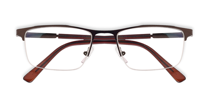  Brown Half Frame Rectangle Eyeglasses for Men and Women