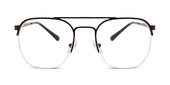  Brown Half Frame Square Eyeglasses for Men and Women