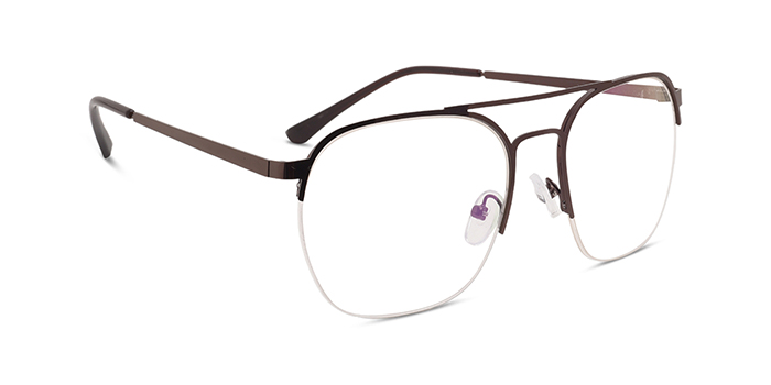  Brown Half Frame Square Eyeglasses for Men and Women