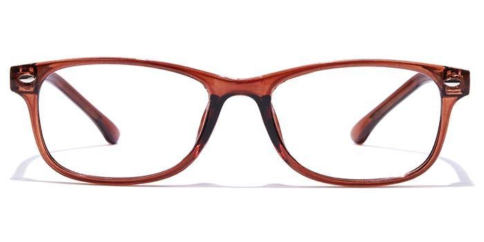  Glossy Brown Full Frame Rectangle Computer Glasses for Men and Women