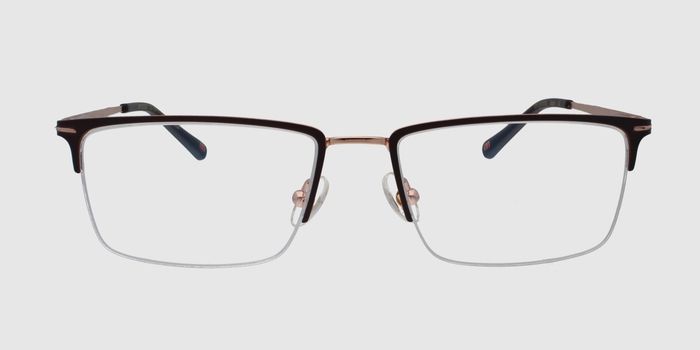  Brown Half rim Rectangle Eyeglasses for Men