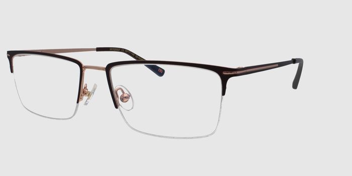  Brown Half rim Rectangle Eyeglasses for Men