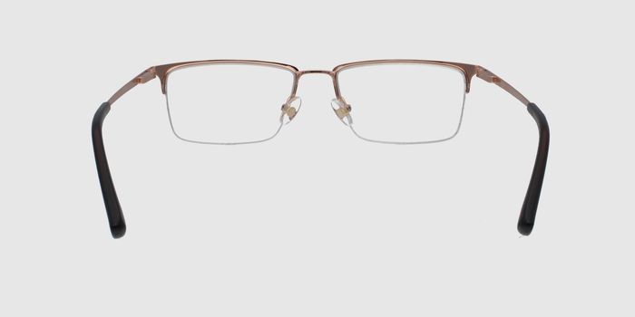  Brown Half rim Rectangle Eyeglasses for Men