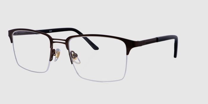  Brown Half rim Rectangle Eyeglasses for Men and Women