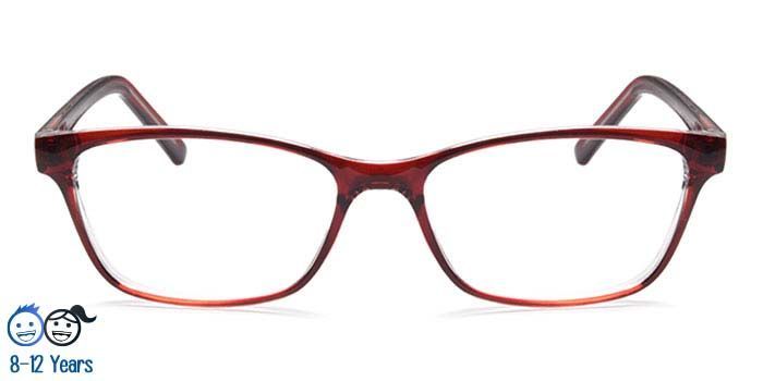  Glossy Brown Full Frame Rectangle Eyeglasses for Kids