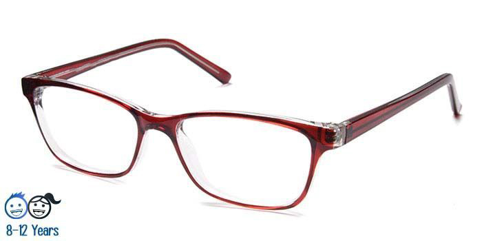  Glossy Brown Full Frame Rectangle Eyeglasses for Kids