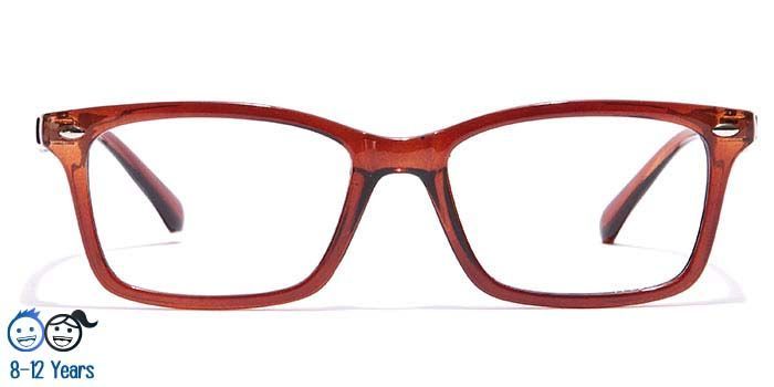  Glossy Brown Full Frame Rectangle Eyeglasses for Kids